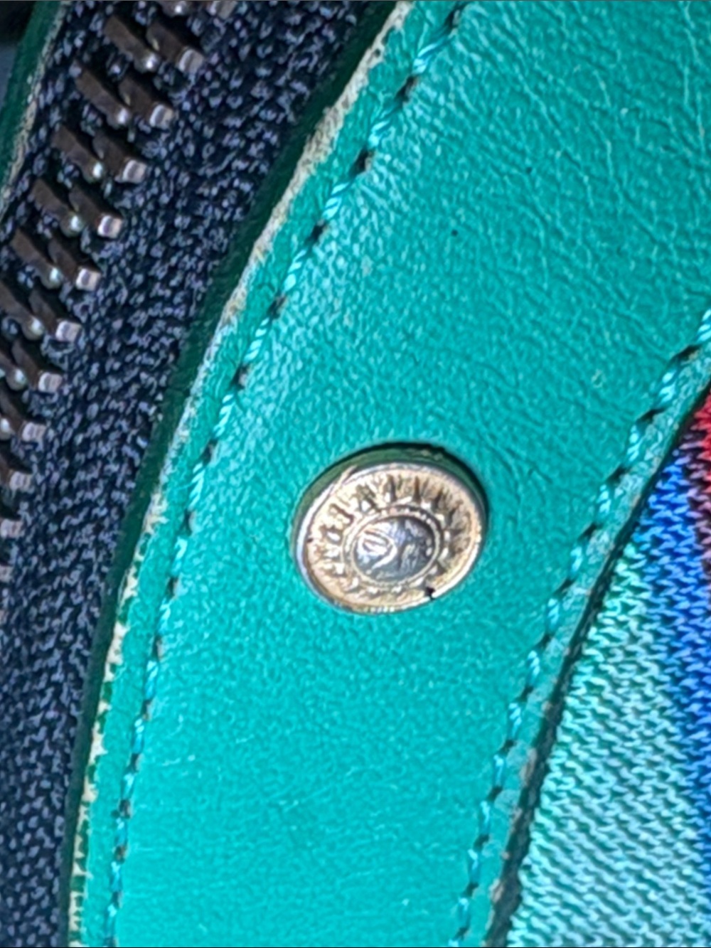Gianni Versace Sunburst Multi-Color Striped Canvas Mini Bowler Bag - Picture 3 of 16